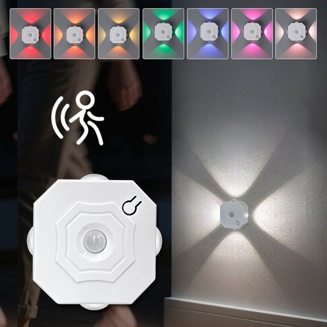 Ammtoo RGB Nachtleuchte mit Bewegungssensor, dimmbare magnetische Wandlampe mit Akku, weiß/mehrfarbig, ideal für Flur, Treppe und Schlafzimmer - Bild 1