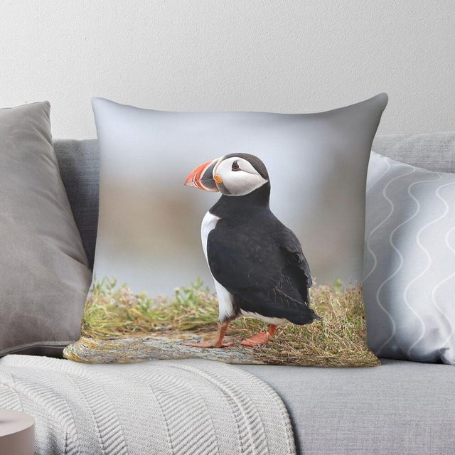 Dekorativer Kissenbezug mit Papageitaucher-Motiv von Yuzhou Chumeng Hardware aus Polyester und Leinen, Mehrfarbig, B/B: 55 x 55 cm - Bild 1