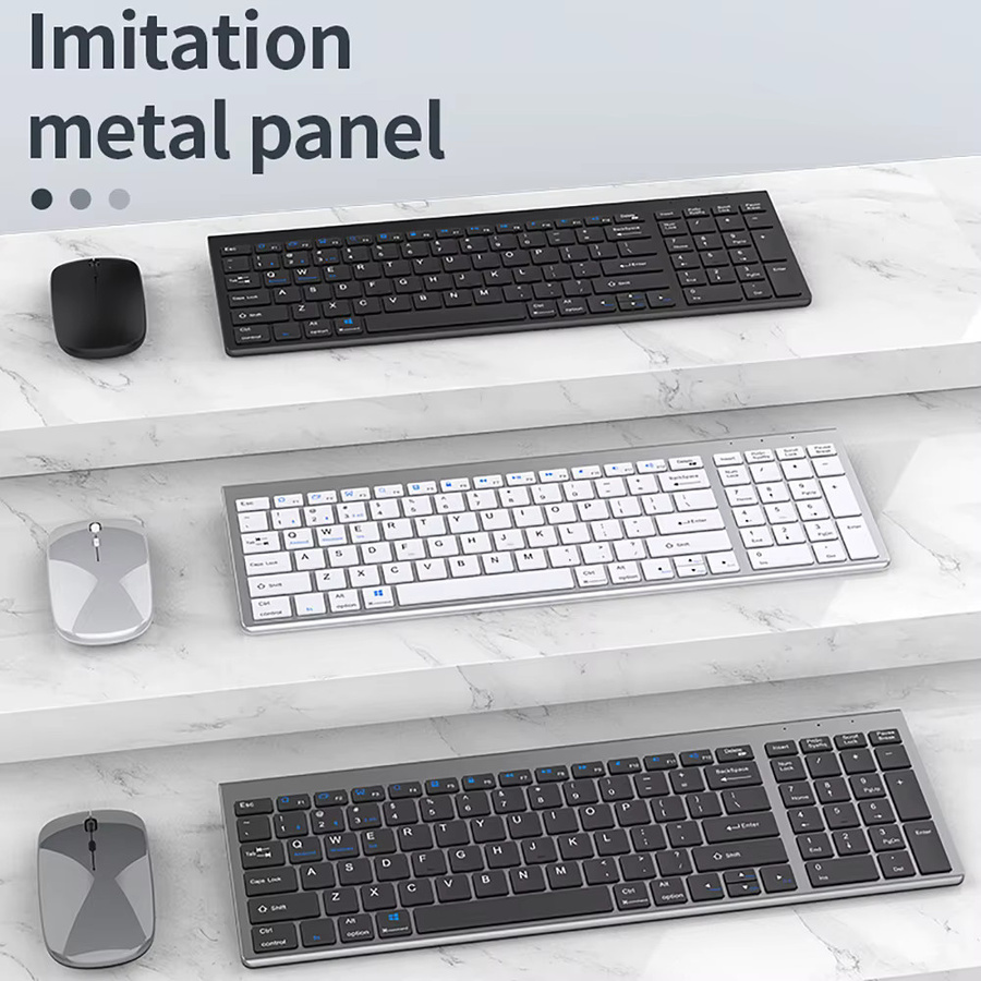 Dreamburgh Kabelloses Tastatur-Maus-Set mit Bluetooth und 2.4G in Silber, Wiederaufladbar und Ultra-dünn für Computer, Büro und Gaming - Bild 5