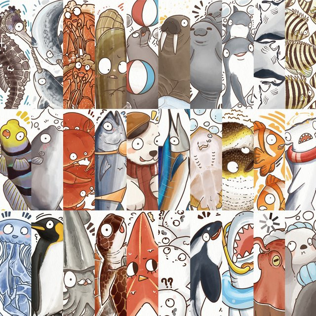 30 Stück Meerestier-Lesezeichen aus Papier in Multicolour mit Fisch, Qualle und Garnelen für DIY-Projekte und Dekoration - Bild 1