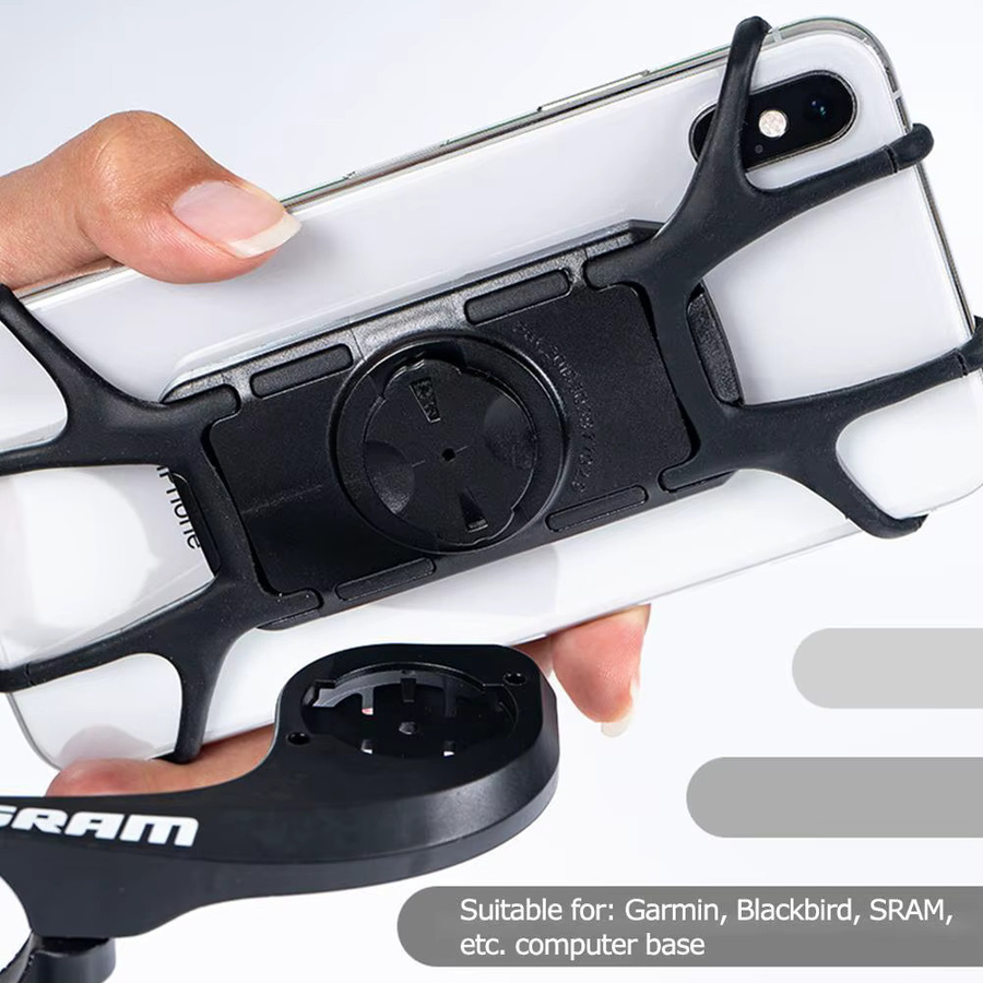 Stoßfester Silikon Handyhalter für Fahrrad und Motorrad kompatibel mit Garmin und Sram in Schwarz - Bild 3