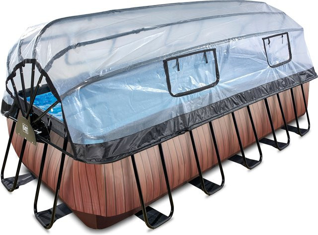 EXIT Wood Pool Braun mit Sandfilterpumpe, Abdeckung und Wärmepumpe B/T/H: 540 x 250 x 122 cm - Bild 1