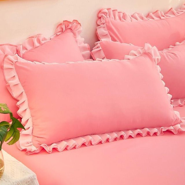 JMG Clothing Kissenbezug im Prinzessinnen-Stil mit Spitze und Rüschen, Farbe: Pink, B/H: 48 x 74 cm - Bild 1