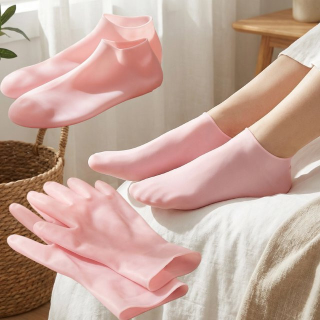 4-teiliges Silikon-Socken-Set mit Handschuhen und Fußbezügen, Unisex - Bild 1