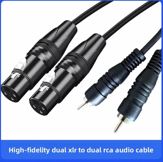 2RCA auf 2XLR Audio-Kabel mit Dual XLR Buchse und Dual RCA Stecker in Schwarz für Mixer, Verstärker und Lautsprecher - Bild 1