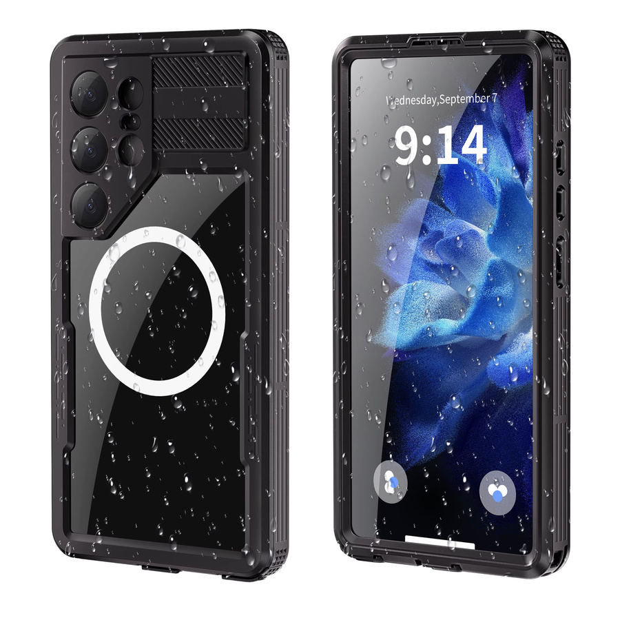 Wasserdichte IP68 Handyhülle mit Magnetschlüsselband für Samsung Galaxy S25 Ultra und S24 in Schwarz - Bild 7