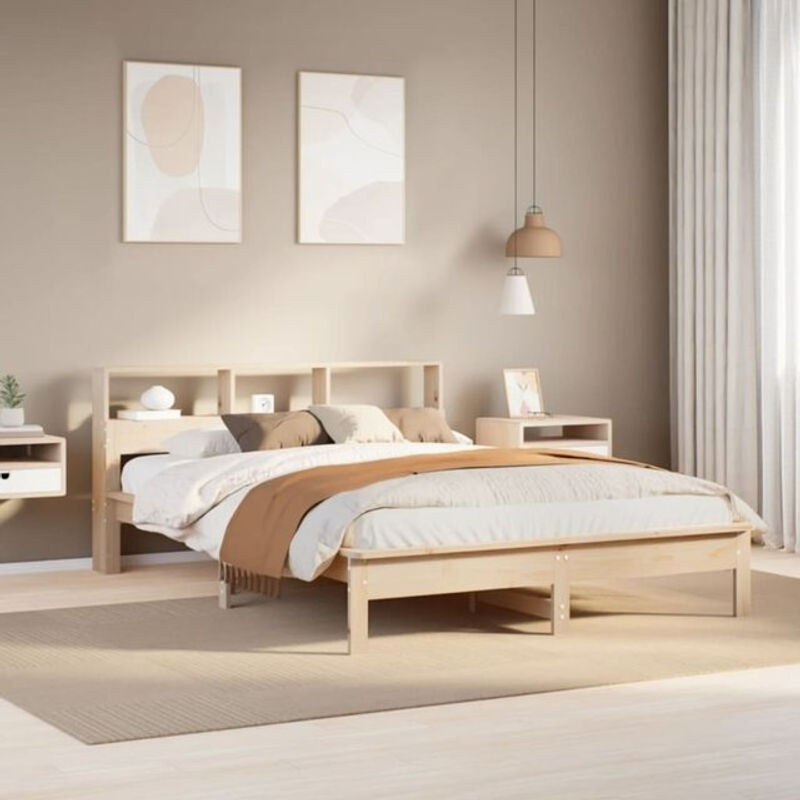 Massivholzbett vidaxl aus Kiefernholz in Braun im Landhaus- und Skandinavischen Stil, B/T: 140 x 190 cm - Bild 1