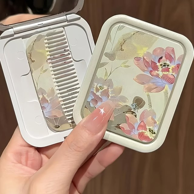 Blumenhaarkamm- und Spiegelset, Unisex - Bild 1