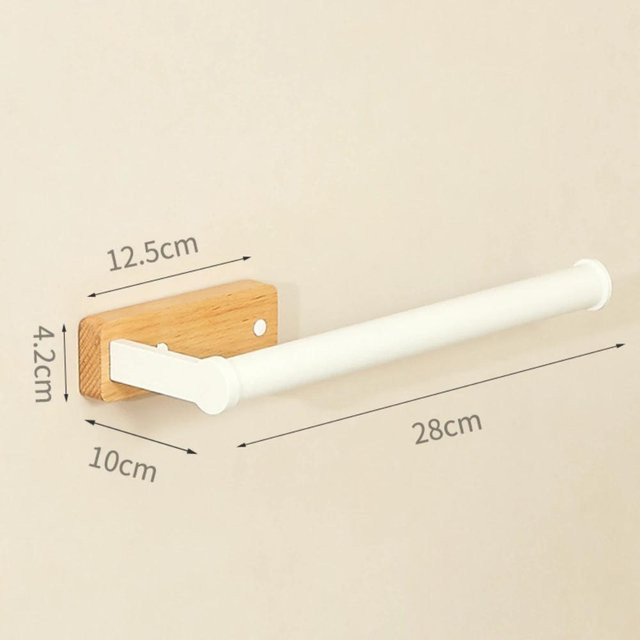 Yiran Furniture Papierrollenhalter aus Walnuss und Holz in Weiß, selbstklebender Küchenaufbewahrungshalter für Frischhaltefolien und Papierhandtücher - Bild 1