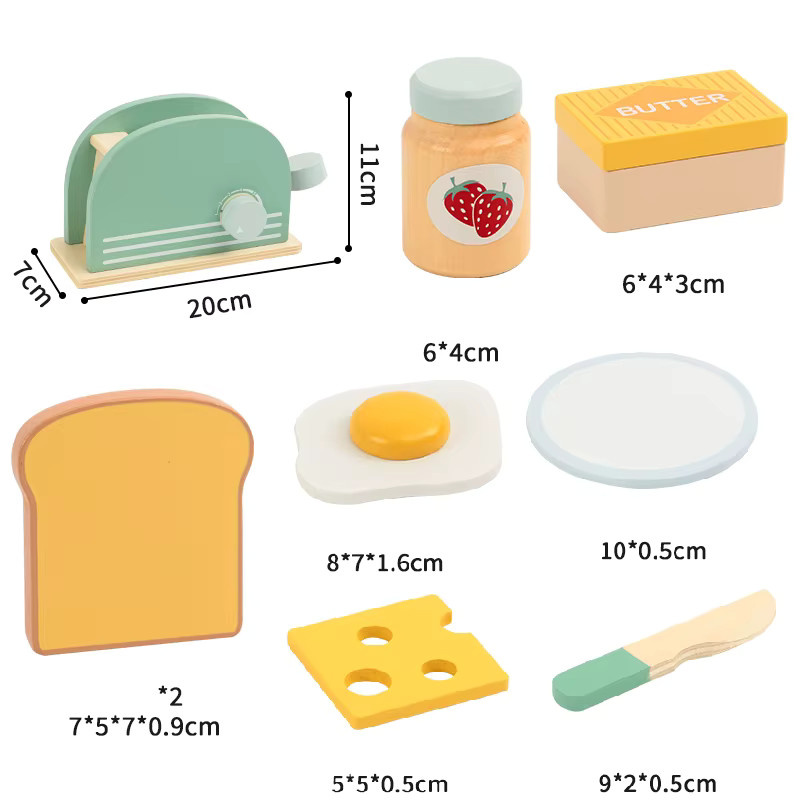 Lee's Sharing Toaster-Spielzeug, Brotmaschinen-Set, Holz, Bunt / Mehrfarbig - Bild 2