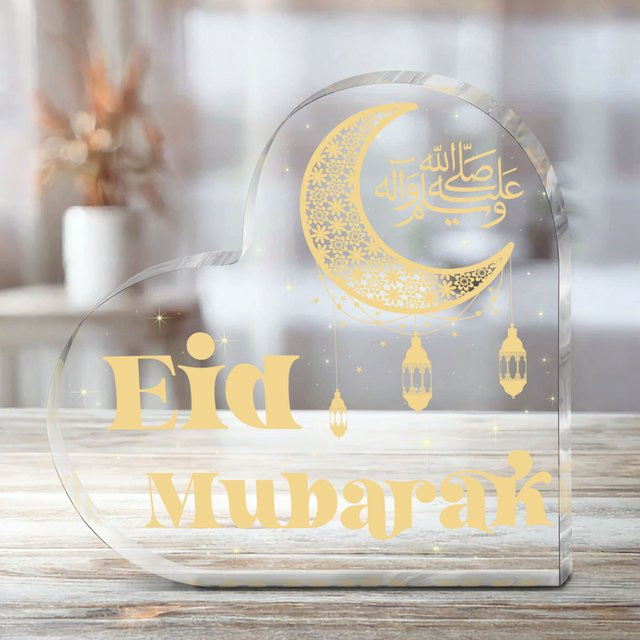 Islamische Tischdekoration CIFBUY aus Acryl in Weiß und Gold, Orientale Ramadan Eid Mubarak Dekofigur in Herzform - Bild 1