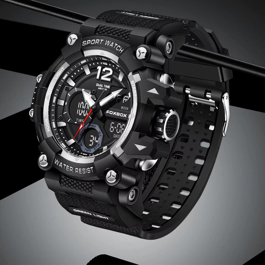 FOXBOX Armbanduhr, Quarz, Analog-Digital, Schwarz, Herren - Bild 5