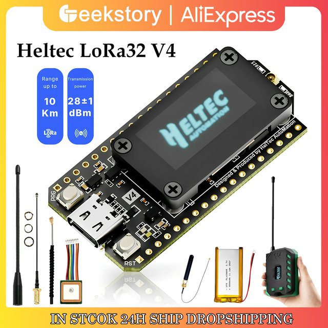 Heltec WiFi LoRa 32V4 Entwicklungsboard mit OLED-Display, ESP32-S3 und SX1262 Chip für Meshtastic IoT-Geräte, WiFi und Bluetooth, Schwarz - Bild 1