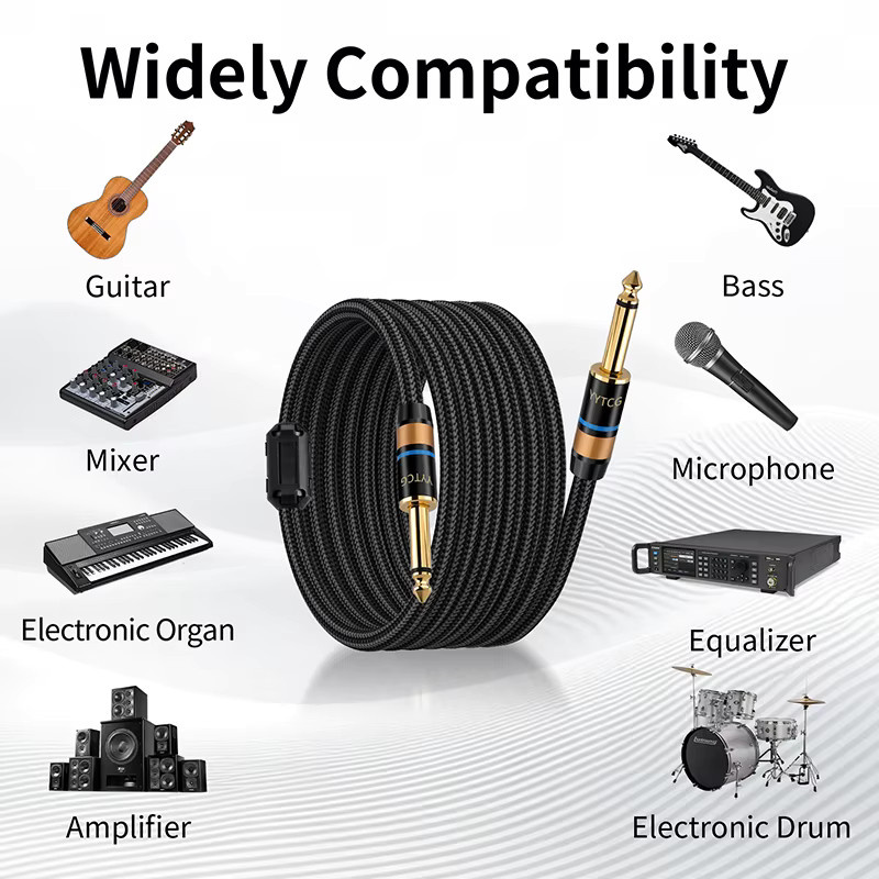 YYTCG Audiokabel Mono 6,35mm auf 6,35mm High Fidelity HIFI 4N OFC Schwarz - Bild 6