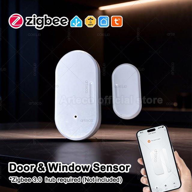ZigBee Tür-Fenster-Sensor für Smart Home Sicherheitsschutz in Weiß mit magnetischem Kontakt und Gateway-Unterstützung Z2MQTT - Bild 1