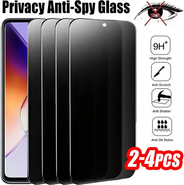 Infinix Anti-Spionage Displayschutzfolie aus gehärtetem Glas für Infinix Note 40 30 VIP 30i und Hot 40 Pro 40i, Schwarz, 2-4 Stück - Bild 1