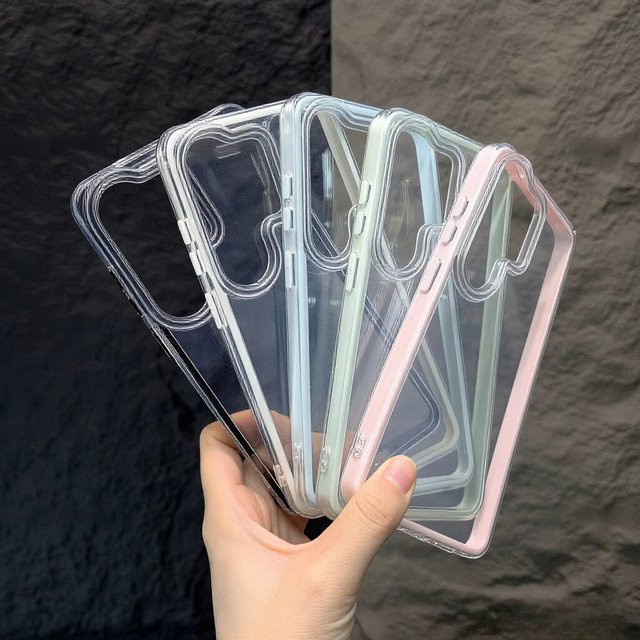 Stoßfeste 2-in-1 Handyhülle für Samsung in Transparent Pink - Bild 1