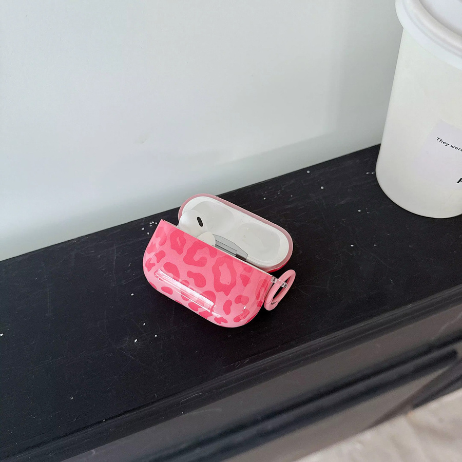 Glänzende Apple AirPods Schutzhülle mit Leopardenmuster in Pink und Multicolour für AirPods 1, 2, 3, 4 und Pro 2 - Bild 2