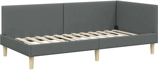 vidaXL Eckbettgestell mit Kopfteil in Grau aus Stoff, B/T/H: 90 x 200 x 72 cm - Bild 1