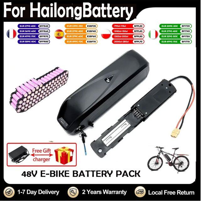 Hailong Akku für Bafang BBS02 BBS03 BBSHD Motoren, 36V/48V, Farbe: Schwarz - Bild 1