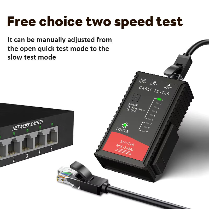 SHOYEE LAN-Kabeltester für RJ45 und RJ11, POE brennsicherer Netzwerkwerk-Tester in Schwarz - Bild 4