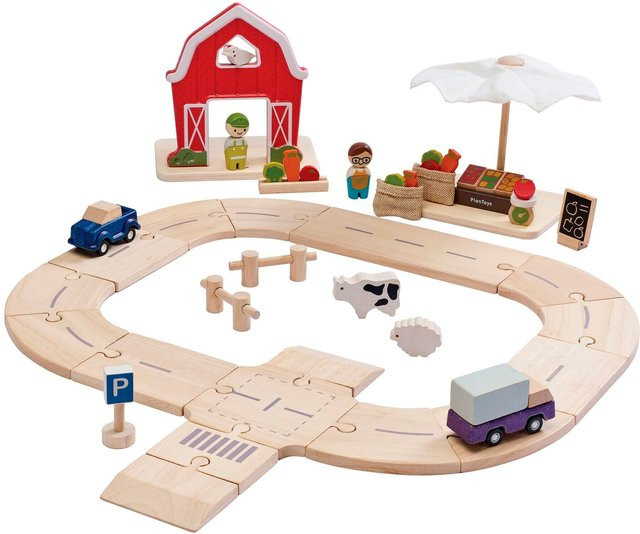 Plantoys Straßenset Vom Bauernhof zum Markt, Holz, ab 3 Jahre - Bild 1