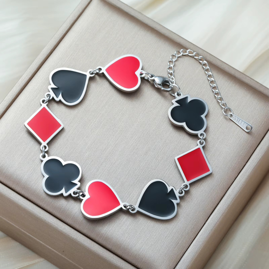 Unift Armband, Poker Karten Emaille, Edelstahl, Gold Farbe, Damen - Bild 2