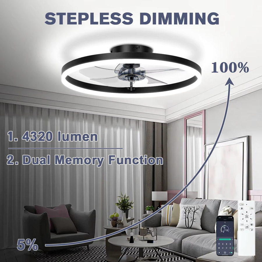 Moderne IRALAN Deckenventilator-Leuchte mit dimmbarer LED-Beleuchtung in Weiß - Bild 5