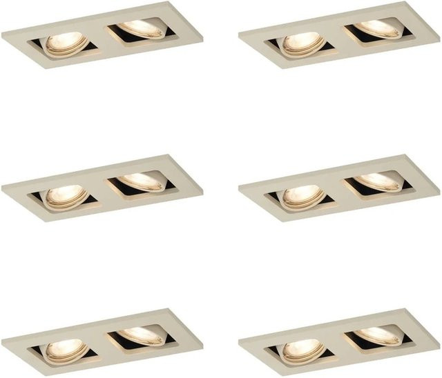 QAZQA Qure Set mit 6 modernen Einbaustrahlern in Beige, GU10, verstellbar, Durchmesser: 50 mm - Bild 1