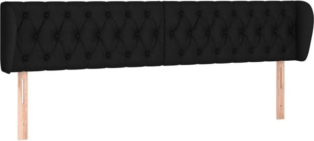 vidaXL Kopfteil mit Ohren in Schwarz aus Stoff und Holz, B: 183 cm, T: 23 cm, H: 78-88 cm - Bild 1
