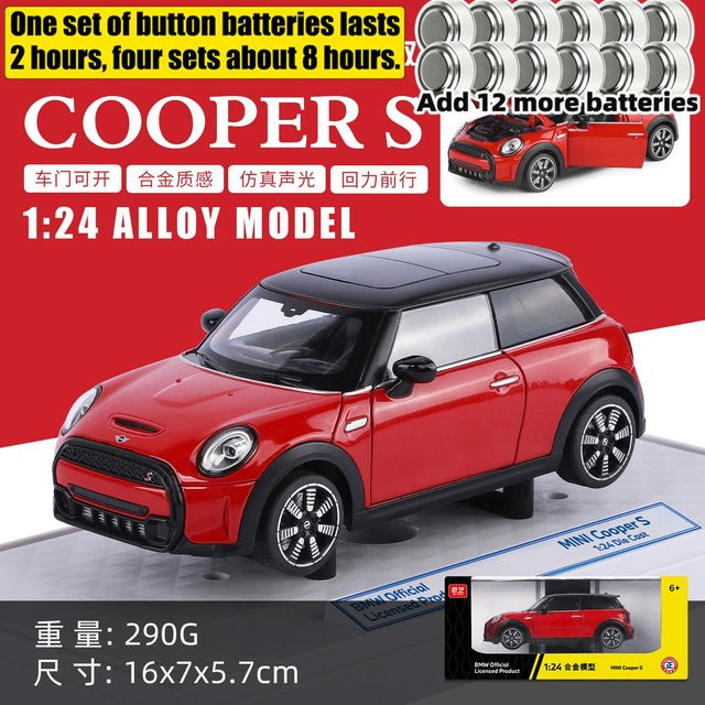 Linyi Toy Car Bmw Mini Cooper S F56 Modellauto, 1:24, mit Sound & Licht, ab 14 Jahren - Bild 1