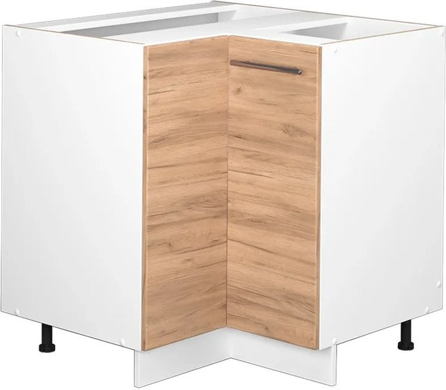 Vicco Eckunterschrank Fame-Line Küchenschrank in Weiß und Eiche mit Softclose-Scharnieren und Einlegeböden, Höhe: 87 cm - Bild 2