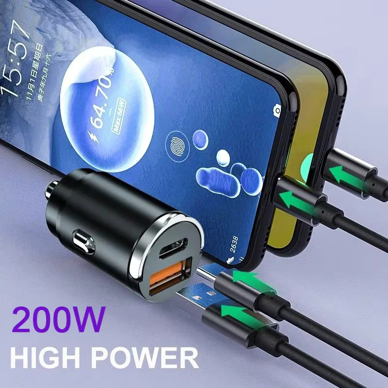 100W QC3.0 PD Autoladegerät mit 2 USB-C Ports für 12-24V Zigarettenanzünder, Schnellladegerät in Schwarz - Bild 3