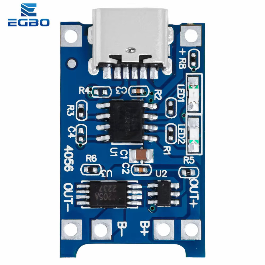 EGBO Micro MINI Typ-C Lithium-Batterie-Ladeplatine mit Schutzfunktion und Doppelfunktion, TP4056 Lademodul für 18650 Akkus, 5V 1A, Blau - Bild 2