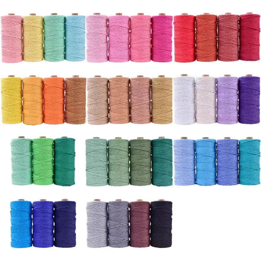 Bunte Makramee-Baumwollschnur für DIY-Projekte, 1 Rolle, 100 m, Durchmesser: 3 mm, Farben: Rot und Multicolour - Bild 2
