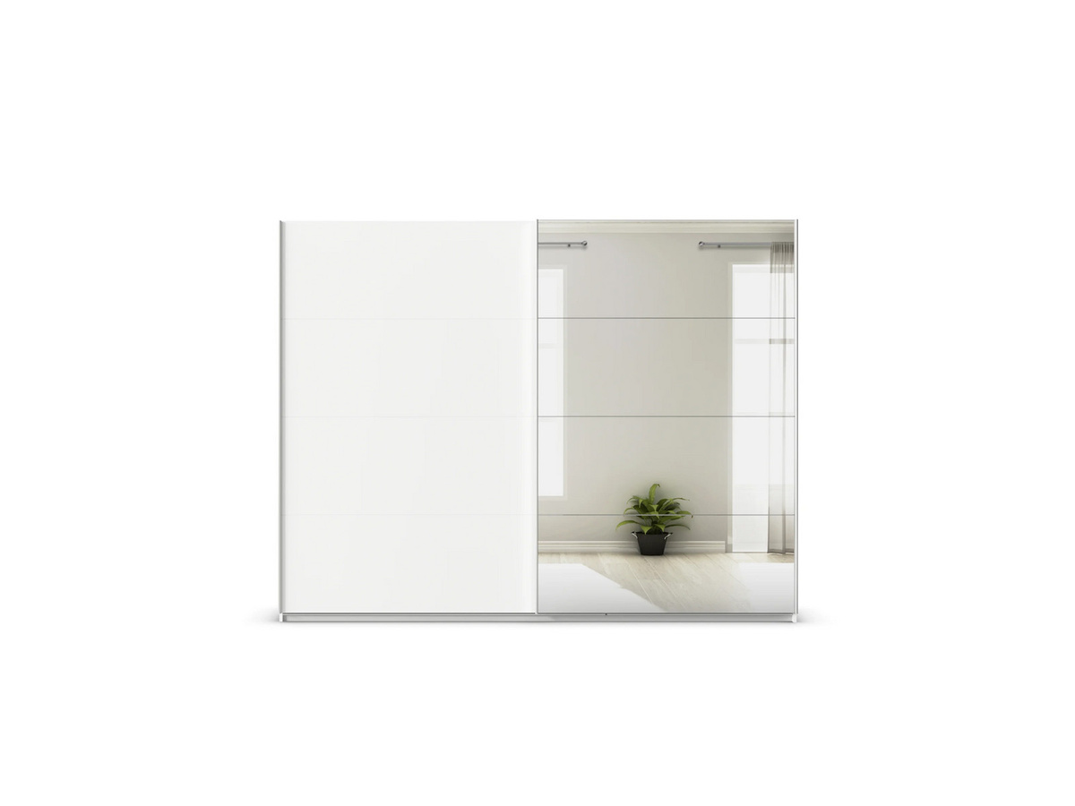 RAUCH Quadra Schwebetürenschrank Weiß mit Spiegelelementen und integrierten Schubladen, B/T/H: 271 x 62 x 210 cm - Bild 3
