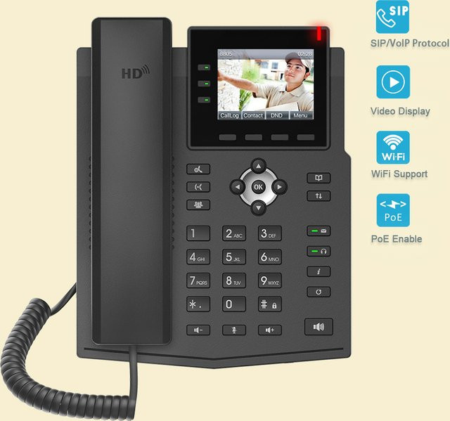 Fanvil SIP Videotelefon mit WLAN und 1080P Display in Schwarz - Bild 1