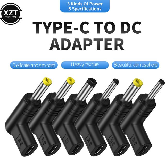 WYMECT USB C auf DC Power Adapter Universal PD Typ C zu DC Jack Stecker Konverter für Router und Tablet, Schwarz - Bild 1