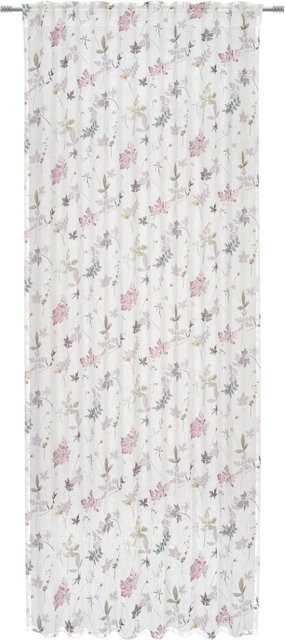 Mömax Fertigvorhang Steffi in Grün mit floralem Muster, semi-transparent, B: 135 cm, H: 255 cm - Bild 1