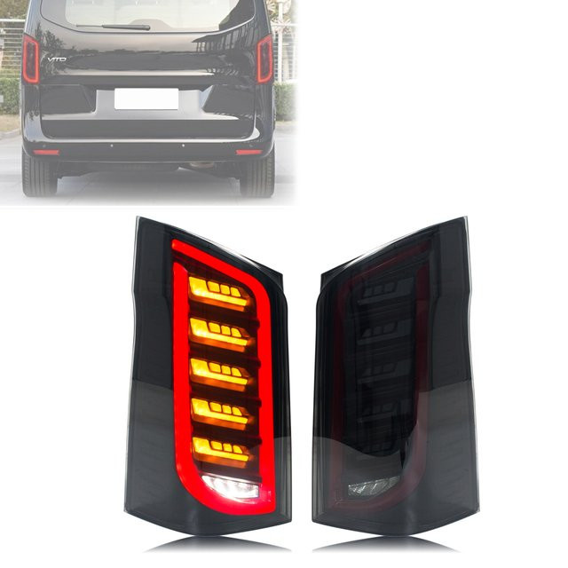 Schwarze LED-Rückleuchten mit sequenziellem Blinker für Mercedes Benz Vito und Metris (Baujahr 2016-2023) - Bild 1