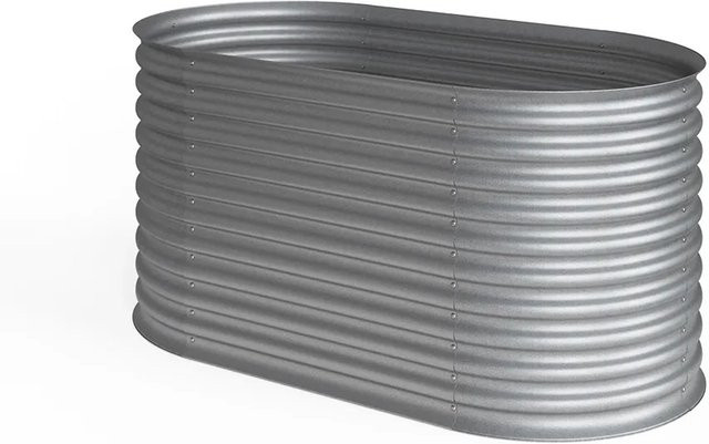 Oskar Hochbeet von OK-Living als Kräuterbeet oder Gemüsebeet, oval, Silber, verzinkter Stahl, B/T/H: 160 x 80 x 82 cm - Bild 2