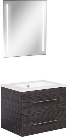 FACKELMANN Waschplatz-Set B.PERFEKT in Braun mit LED-Beleuchtung und Soft-Close-Türen, Breite: 60 cm - Bild 1
