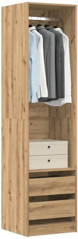 Kleiderschrank Vidaxl in Eiche Natur und Beige aus Holzwerkstoff, minimalistisches Design, B/T/H: 50 x 50 x 200 cm - Bild 1