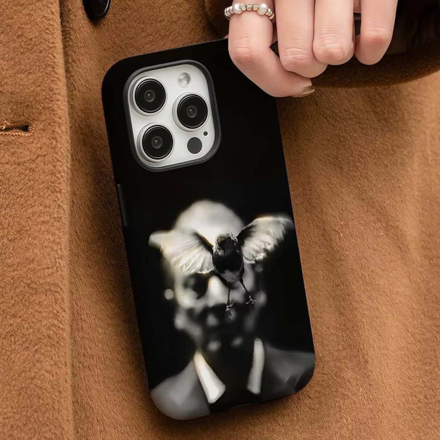 Band W-Wunderhorse Handyhülle für iPhone 17 16 15 14 13 12 Pro Max Plus in Schwarz oder Weiß mit glänzender HD-Doppelschicht-Flüssighartschale - Bild 3