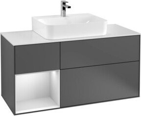 V&B Waschtischunterschrank Finion mit Wandbeleuchtung in Anthrazit, B/T/H: 120 x 50,1 x 50,1 cm - Bild 1