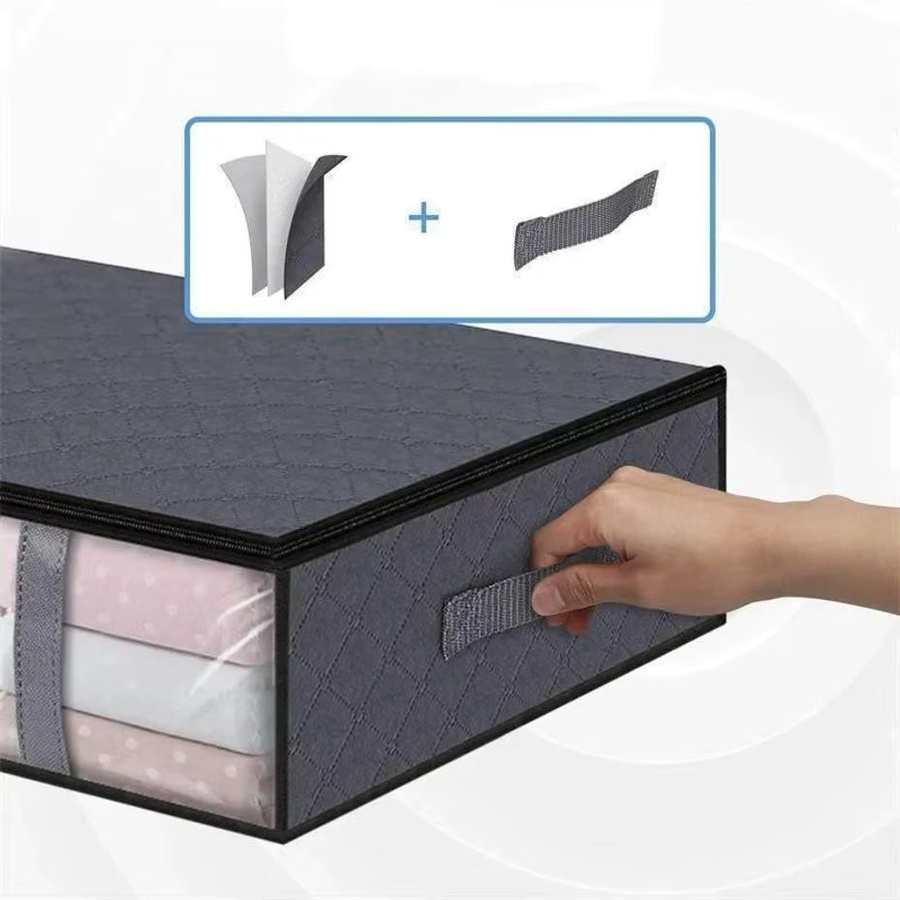 Staubdichte Unterbett Aufbewahrungstasche aus Stoff, faltbare Kleidung Aufbewahrungsbox für Quilt und Kleiderschrank, B/T/H: 60,0 x 15,0 x 15,0 cm - Bild 2