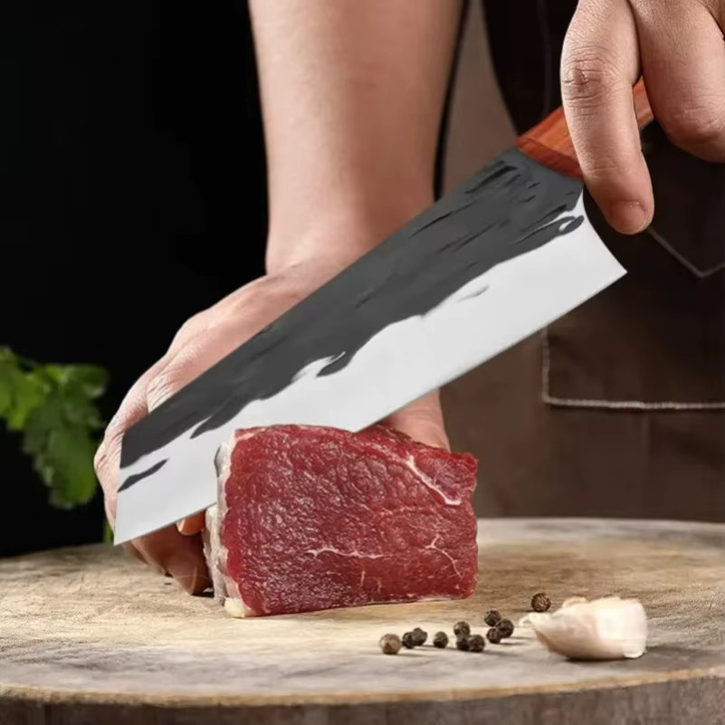 GuanQi Geschmiedetes Hackmesser aus Edelstahl mit Holzgriff in Silber - Bild 5