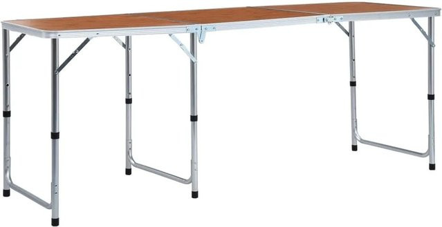 vidaXL Klappbarer Campingtisch aus Aluminium und MDF in Braun, B/T/H: 180 x 60 x 70 cm - Bild 1