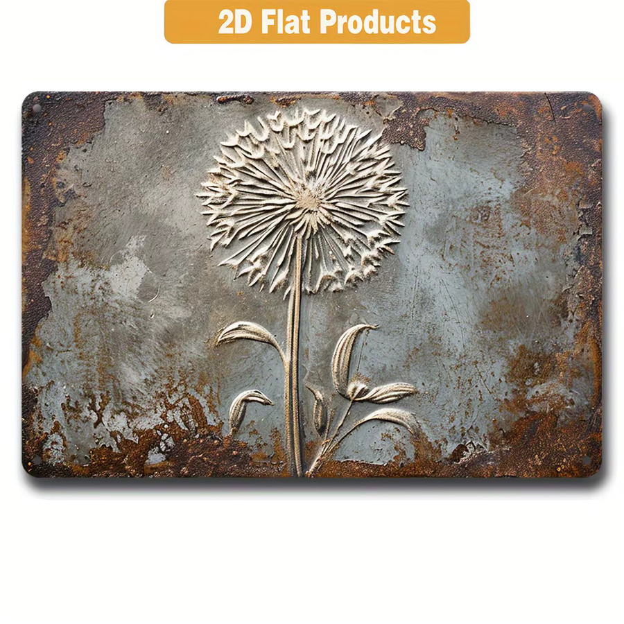 HELLOYOUNG Vintage Metallschild Löwenzahn Wandkunst aus Aluminium in Grau - Bild 2