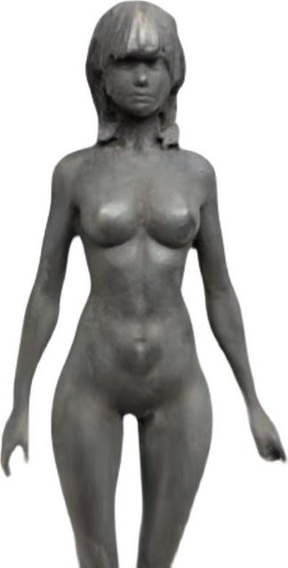 Choubo Fifteen Messing Statue Cartoon Mädchen in Gold, Vintage Tischornament, Höhe: 10 cm - Bild 1